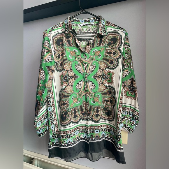 Floral/Paisley Design Button Down Blouse - Zara - Picture 1 of 2